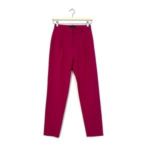 Frank & Oak | Hot Pink Wool Blend Pleated Tapered Leg Trouser Pants Size 2